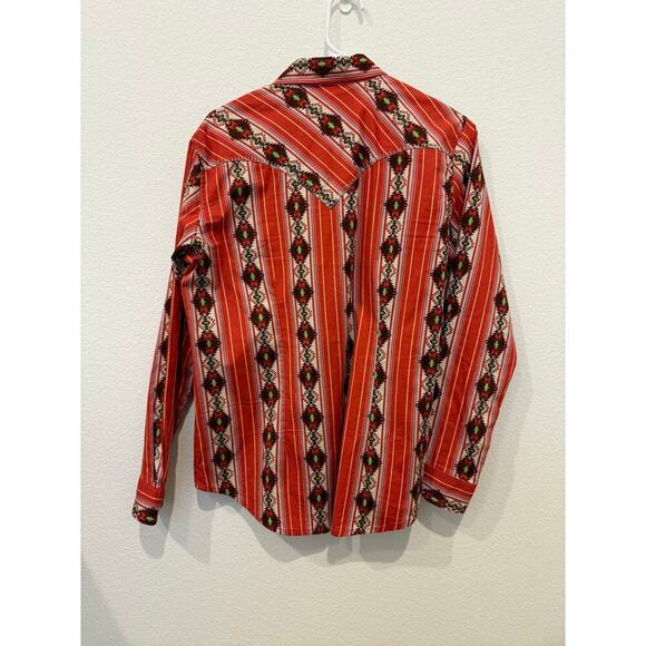Wrangler‎ Retro Western Red Southwestern Aztec Snap Shirt Women's Medium - Picture 8 of 11